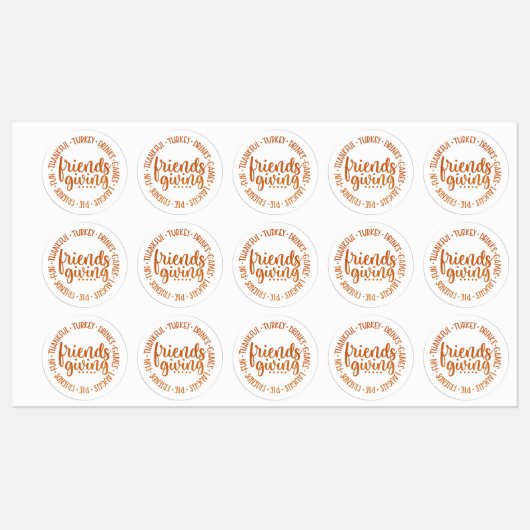 Moderne Oranje Friendsgiving Circle Labels (Vel)