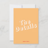 Moderne oranje Fun Retro Bruiloft Behuizing kaart (Achterkant)