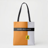 Moderne Oranje, geblokkeerde kleurenmonogrammen Tote Bag (Voorkant)