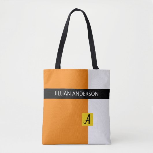Moderne Oranje, geblokkeerde kleurenmonogrammen Tote Bag (Voorkant)