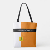 Moderne Oranje, geblokkeerde kleurenmonogrammen Tote Bag (Achterkant)
