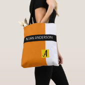 Moderne Oranje, geblokkeerde kleurenmonogrammen Tote Bag (Dichtbij)