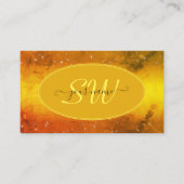 Moderne Oranje gele marmer Glitter Stars Monogram Visitekaartje (Voorkant)