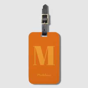 Moderne Oranje Gele Minimale Naam Monogram Initiaa Bagagelabel