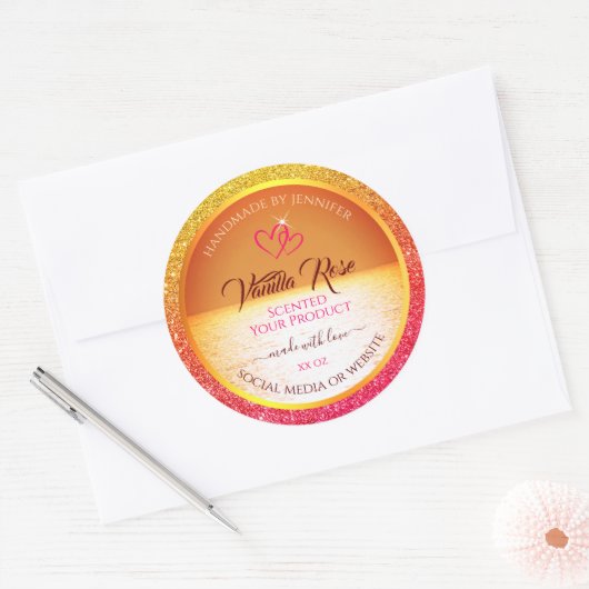 Moderne Oranje gele oceaan product labels glitter (Envelop)