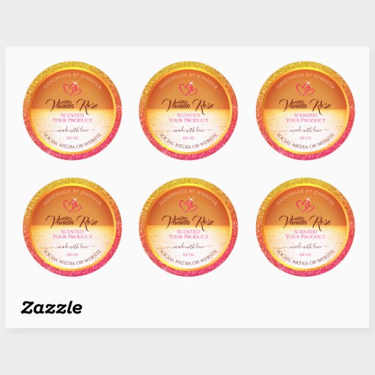 Moderne Oranje gele oceaan product labels glitter (Vel)