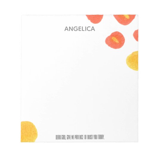 Moderne Oranje Gele Waterverf Lieve God Notitieblo Notitieblok (Voorkant)