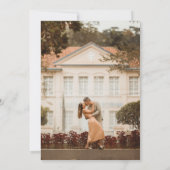 Moderne Oranje Geometrische roze foto bruiloft Kaart (Achterkant)