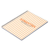Moderne Oranje Gestreepte Script Bruidsmeisje Naam Notitieboek (Linkerzijde)