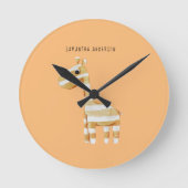 Moderne Oranje Giraffe met naam Ronde Klok (Voorkant)