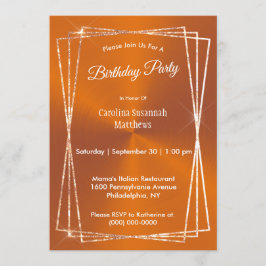 Moderne Oranje Glitter Lijst Verjaardag Kaart