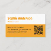 Moderne Oranje Golf Checkerboard QR Code Visitekaartje (Achterkant)