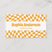 Moderne Oranje Golf Checkerboard QR Code Visitekaartje (Voorkant)