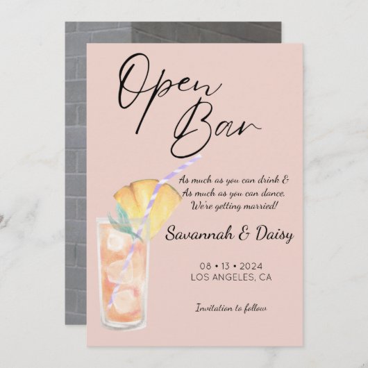 Moderne Oranje grappige foto Save The Date (Voorkant / Achterkant)