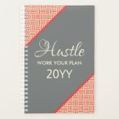 Moderne Oranje Grijze Geometrische Hustle 2019 Planner (Voorkant)