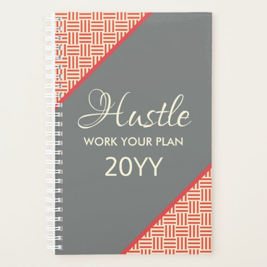 Moderne Oranje Grijze Geometrische Hustle 2019 Planner (Voorkant)