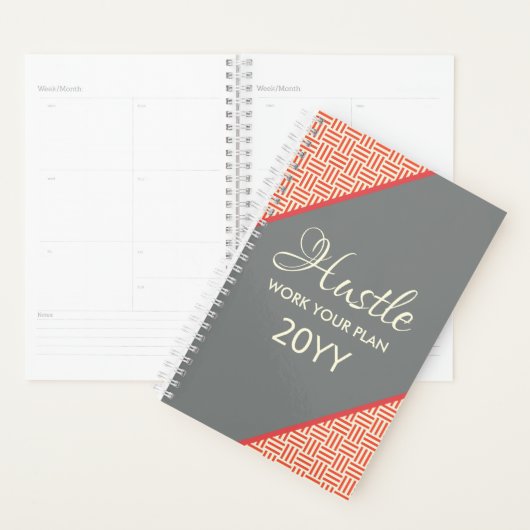 Moderne Oranje Grijze Geometrische Hustle 2019 Planner (Display)