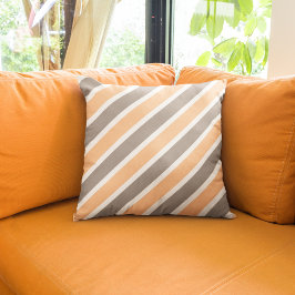 Moderne Oranje grijze stripes polyester Kussen