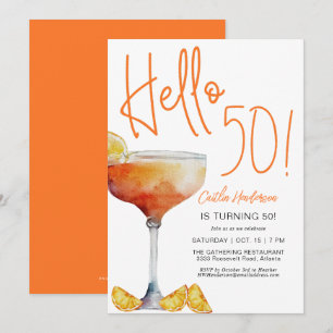 Moderne Oranje Hallo 50ste Verjaardag Kaart