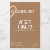 Moderne Oranje hartvorm  bruine kaars Voedselcontainer Etiket (Enkel label)