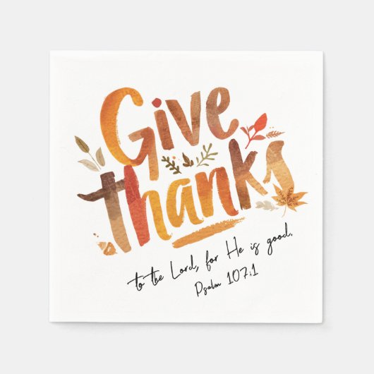 Moderne Oranje Herfst Dankbaarheid Zegen Penseel S Servet (Voorkant)
