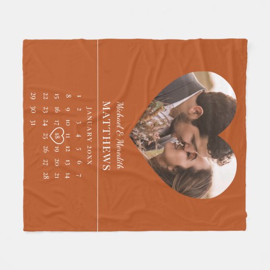 Moderne Oranje Herfst Huwelijksjubileum Agenda  Fleece Deken (Voorkant (Horizontaal))