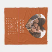 Moderne oranje herfst huwelijksjubileum kalender fleece deken (Voorkant (Horizontaal))