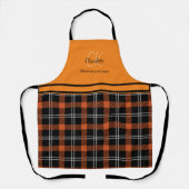 Moderne Oranje Herfst Plaid monogram naam Schort (Voorkant)