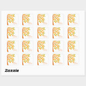 Moderne Oranje Herfst Tree Bruiloft Vierkante Stic Sticker (Vel)