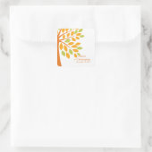Moderne Oranje Herfst Tree Bruiloft Vierkante Stic Sticker (Tas)