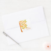 Moderne Oranje Herfst Tree Bruiloft Vierkante Stic Sticker (Envelop)