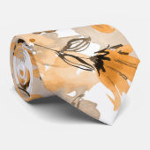 Moderne Oranje Herfst Trendy Floral Stropdas (Opgerold)