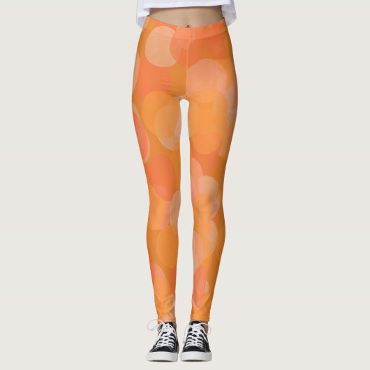 Moderne Oranje Herfst Waterverf Circles Halloween Leggings (Voorkant)