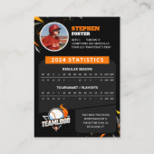 Moderne Oranje honkbalspeler Trading Kaart Stats Contactkaartje (Achterkant)