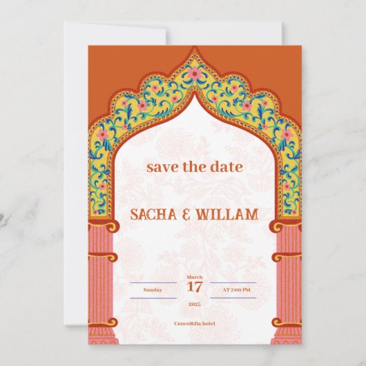 Moderne Oranje huwelijksuitnodiging Kaart (Voorkant)