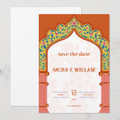 Moderne Oranje huwelijksuitnodiging Kaart (Voorkant / Achterkant)