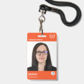 Moderne Oranje ID-werknemer van het bedrijf Badge (Voorkant met koord)