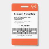 Moderne Oranje ID-werknemer van het bedrijf Badge (Achterkant)