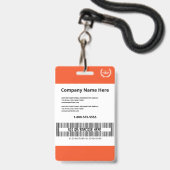Moderne Oranje ID-werknemer van het bedrijf Badge (Achterkant met koord)
