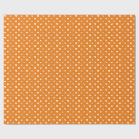 Moderne oranje initiaal van het witte monogram cadeaupapier (Vlak)