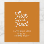 Moderne Oranje kalligrafie Wijn Etiket (Enkel label)