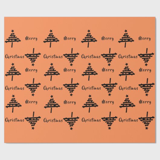 Moderne Oranje kerstboomfeestdag Cadeaupapier (Vlak)