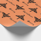 Moderne Oranje kerstboomfeestdag Cadeaupapier (Hoek)