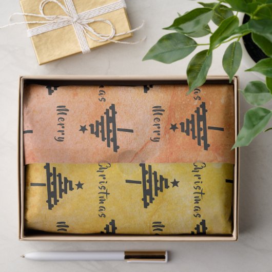 Moderne Oranje kerstboomfeestdag Tissuepapier (Geschenk)