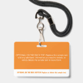 Moderne oranje kleurblok professionele foto naamka badge (Achterkant met lanyard)