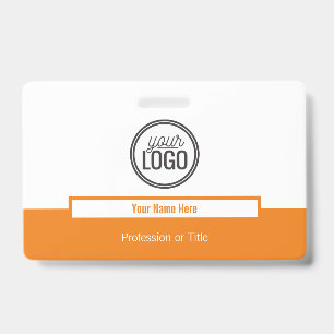 Moderne oranje kleurblok professionele naamkaartje badge