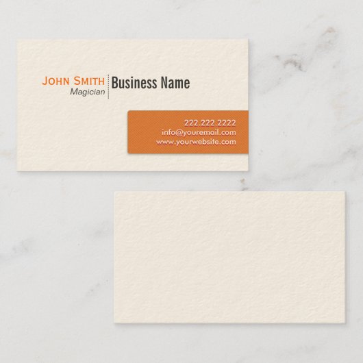Moderne Oranje labeltovenaar Visitekaartje (Voorkant / Achterkant)