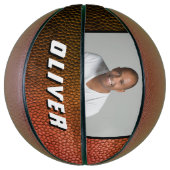 Moderne Oranje lederen naam Foto Basketball Basketbal (Verticaal)