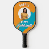Moderne oranje lichtgekleurde aangepaste foto gepe pickleball paddle (Voorkant)