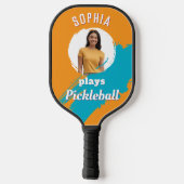 Moderne oranje lichtgekleurde aangepaste foto gepe pickleball paddle (Achterkant)
